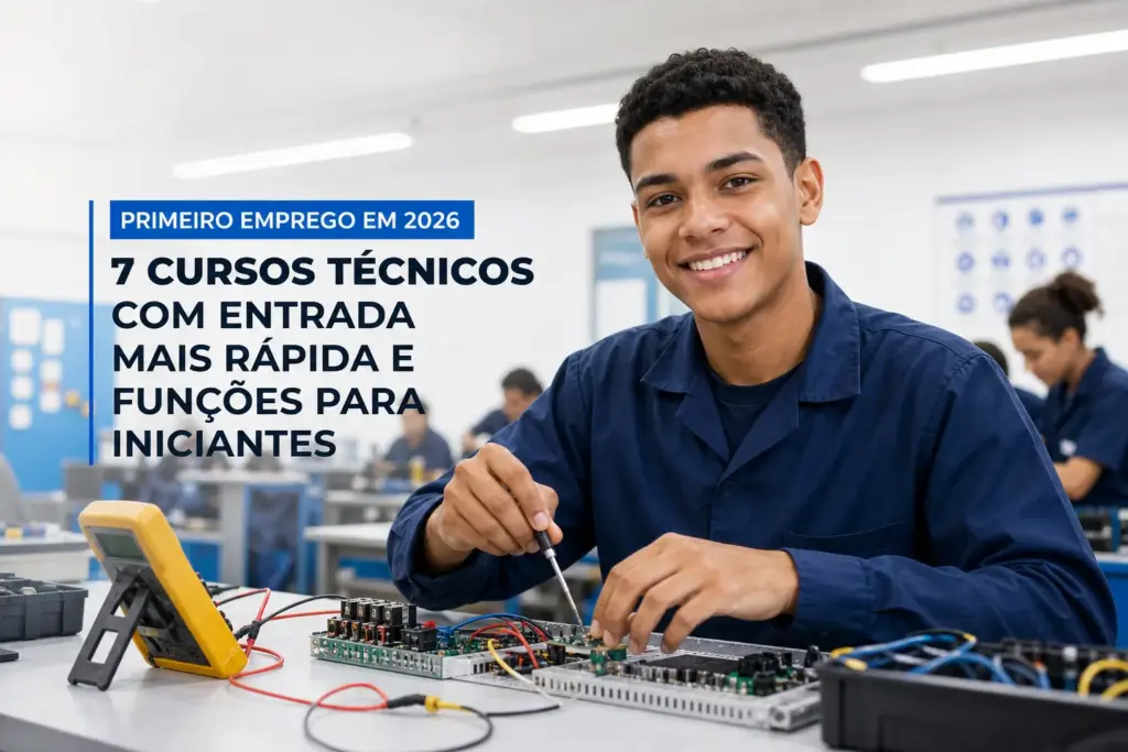 Primeiro emprego em 2026: 7 cursos técnicos com entrada mais rápida e funções para iniciantes