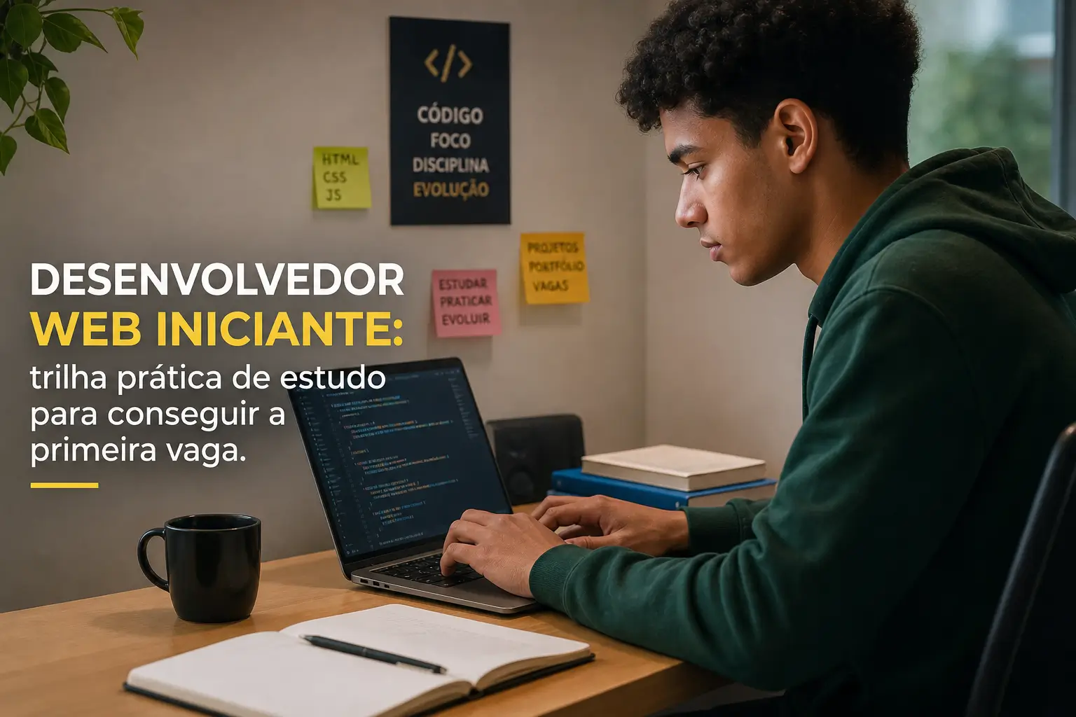 Desenvolvedor web iniciante estudando finanças em 2026
