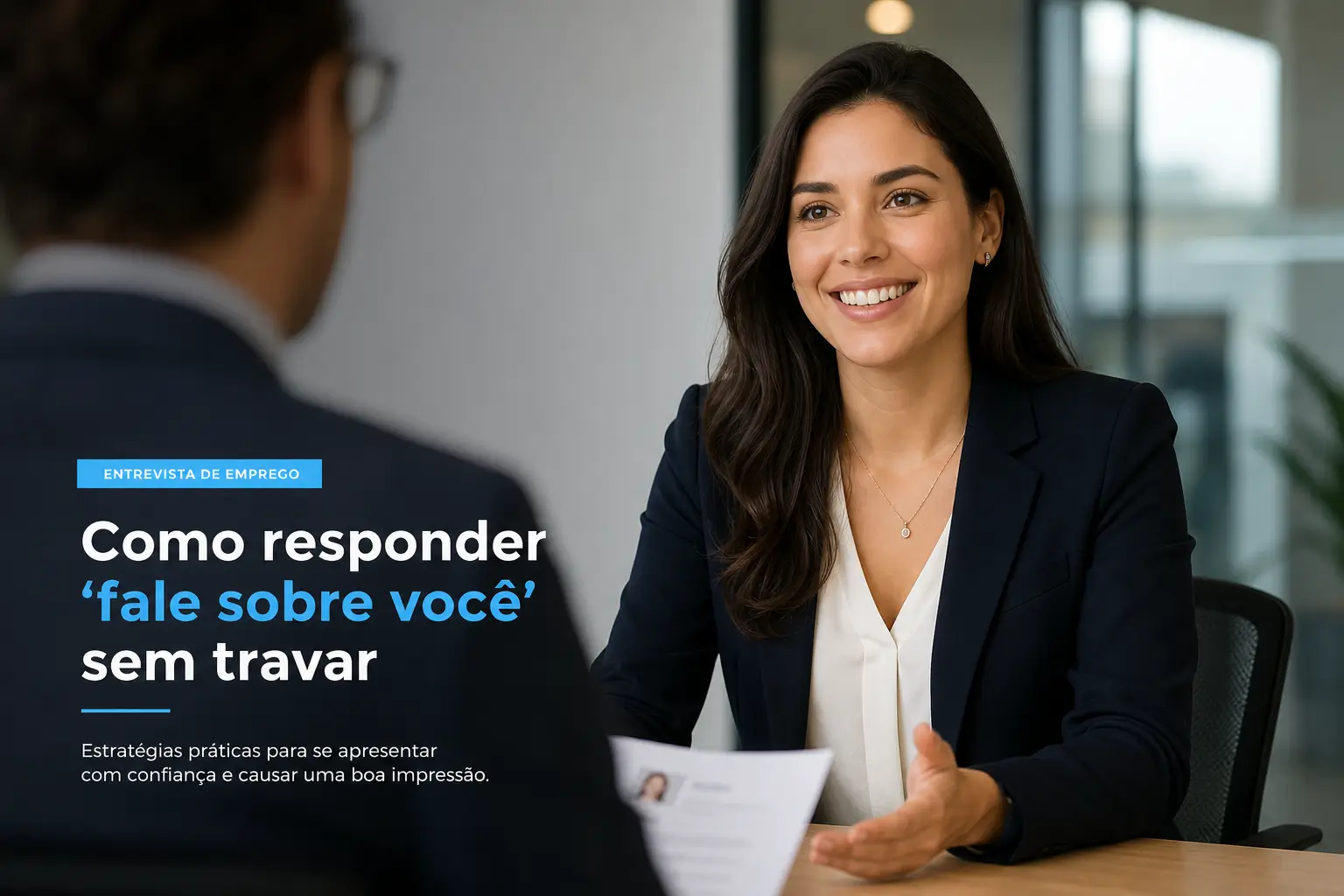 Mulher de negócios em entrevista sobre educação financeira